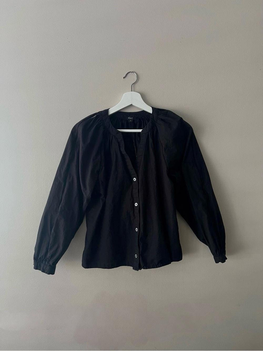 Rails Black Button-Front Peasant Blouse